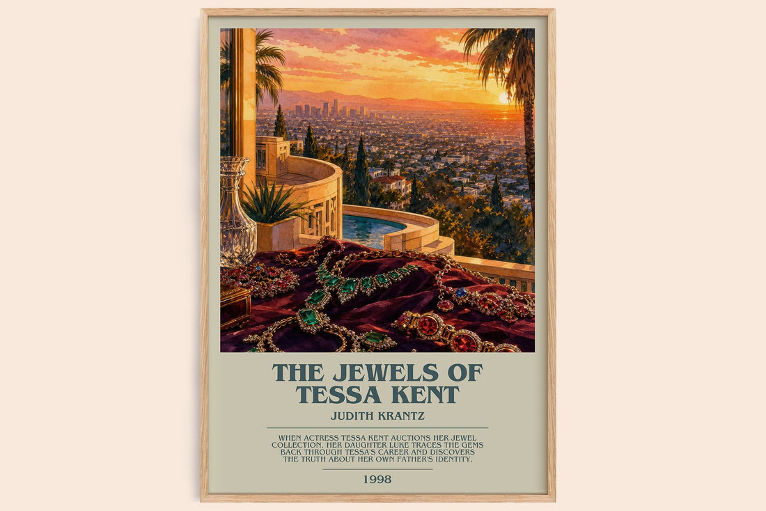 The Jewels of Tessa Kent bookish book poster by Judith Krantz – framed literary art print