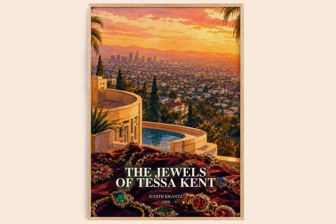 The Jewels of Tessa Kent watercolour book poster by Judith Krantz – framed literary art print