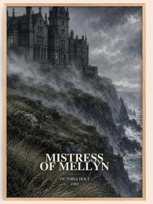 Mistress of Mellyn watercolour book poster by Victoria Holt – framed literary art print