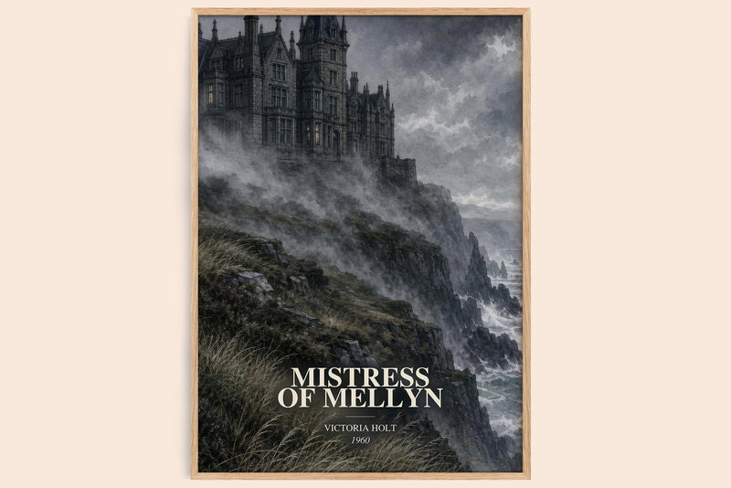 Mistress of Mellyn watercolour book poster by Victoria Holt – framed literary art print