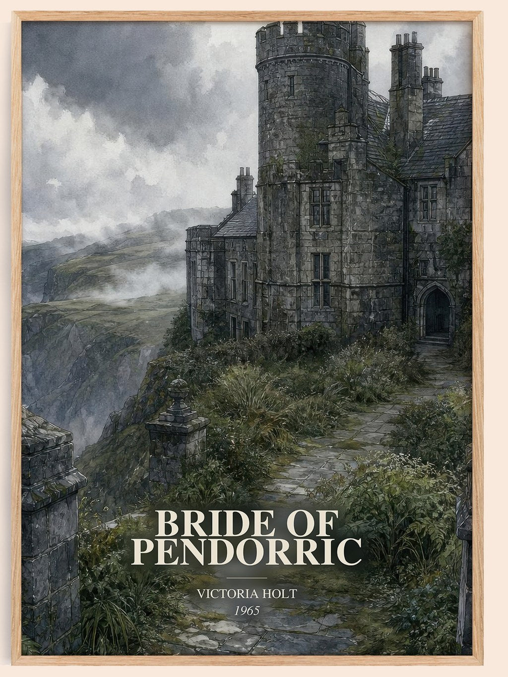 Bride of Pendorric watercolour book poster by Victoria Holt – framed literary art print