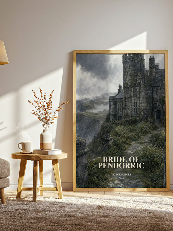 Bride of Pendorric watercolour print in frame leaning in hallway – gothic wall art