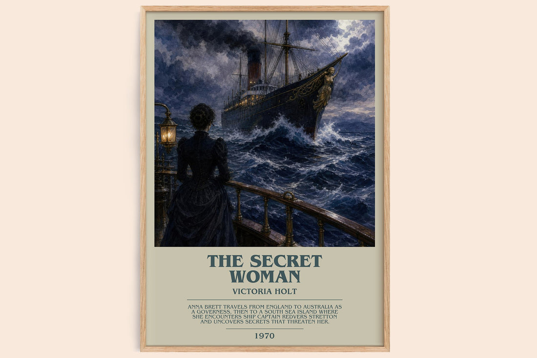 The Secret Woman bookish book poster by Victoria Holt – framed literary art print
