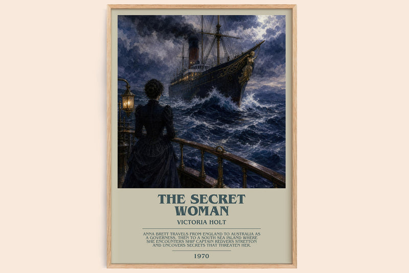 The Secret Woman bookish book poster by Victoria Holt – framed literary art print