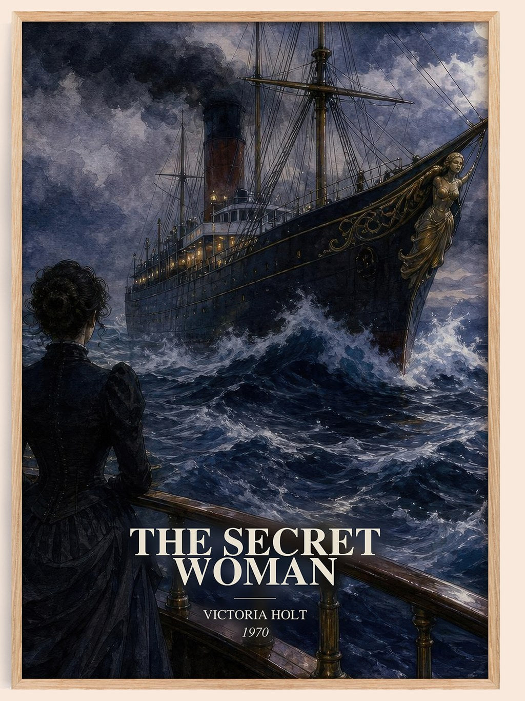 The Secret Woman watercolour book poster by Victoria Holt – framed literary art print