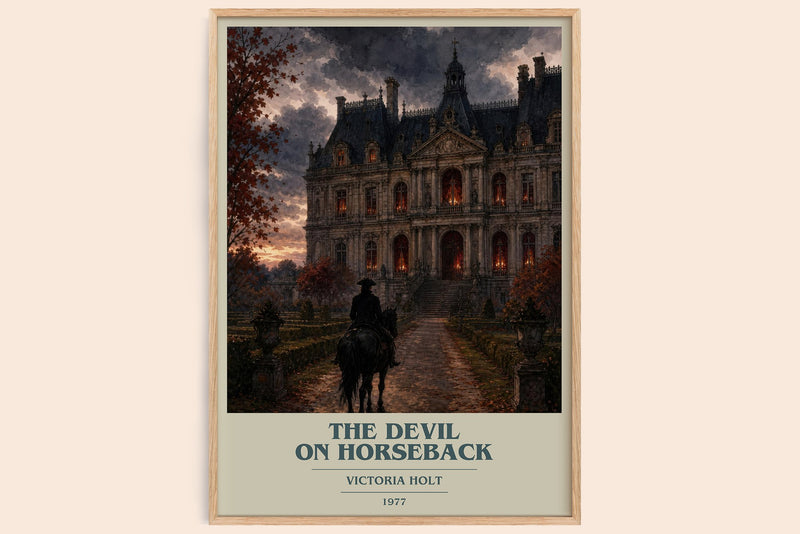 The Devil on Horseback book cover book poster by Victoria Holt – framed literary art print