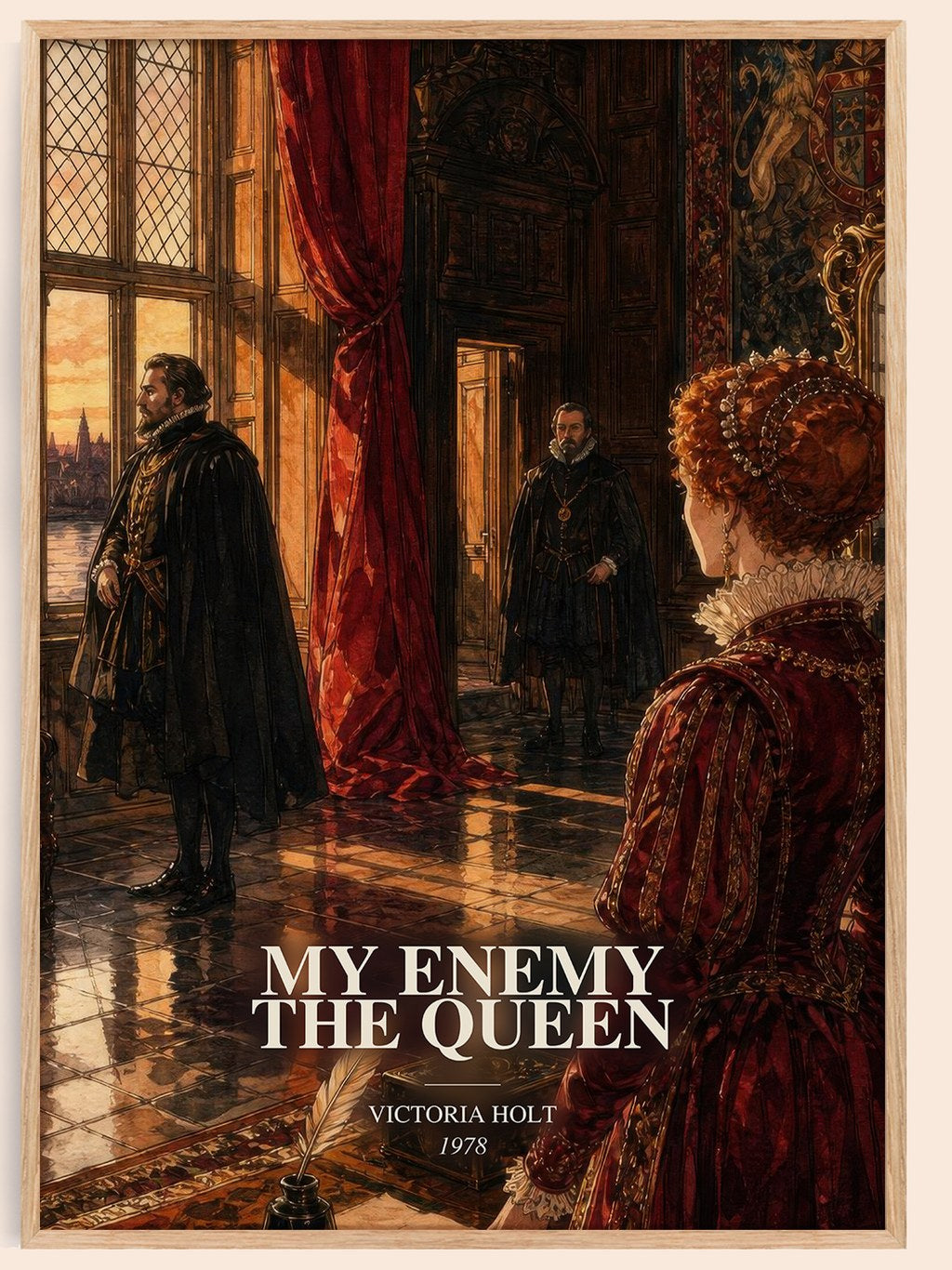 My Enemy the Queen watercolour book poster by Victoria Holt – framed literary art print