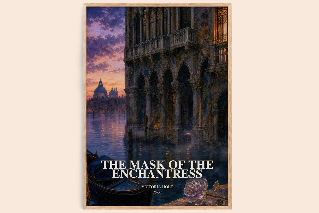 The Mask of the Enchantress watercolour book poster by Victoria Holt – framed literary art print