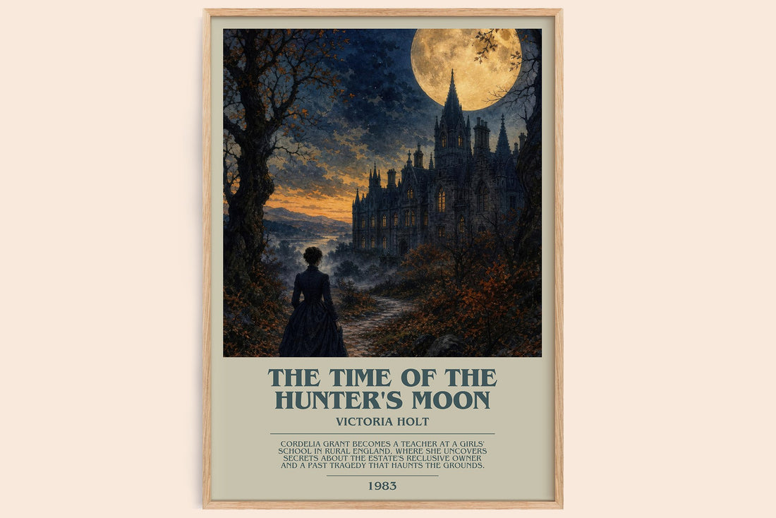 The Time of the Hunter's Moon bookish book poster by Victoria Holt – framed literary art print
