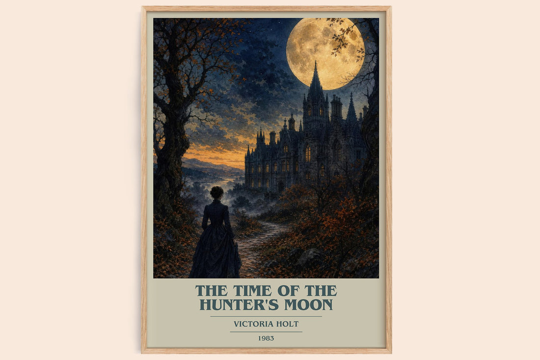 The Time of the Hunter's Moon book cover book poster by Victoria Holt – framed literary art print