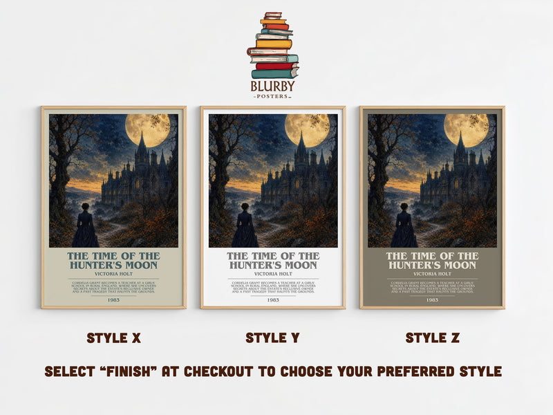 The Time of the Hunter's Moon bookish print in frame leaning in hallway – gothic wall art