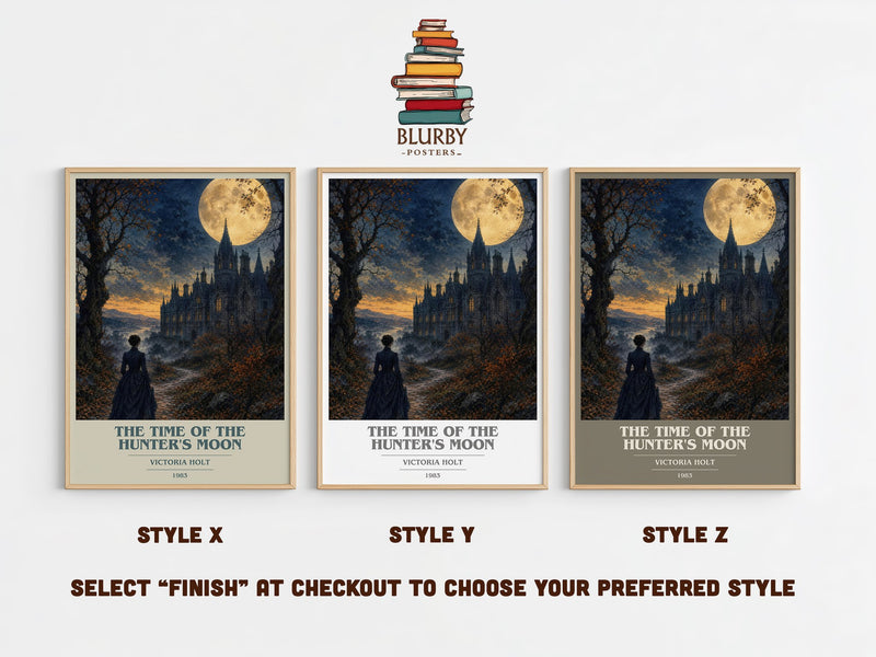 The Time of the Hunter's Moon book cover print in frame leaning in hallway – gothic wall art