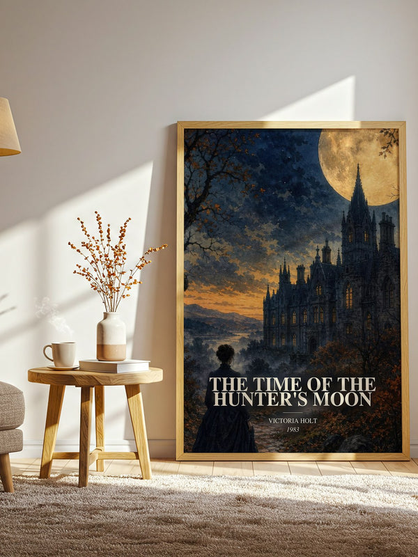 The Time of the Hunter's Moon watercolour print in frame leaning in hallway – gothic wall art