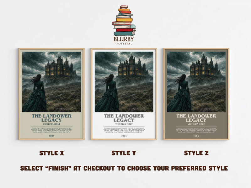 The Landower Legacy bookish print in frame leaning in hallway – gothic wall art