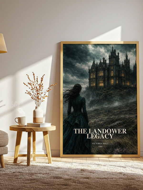 The Landower Legacy watercolour print in frame leaning in hallway – gothic wall art