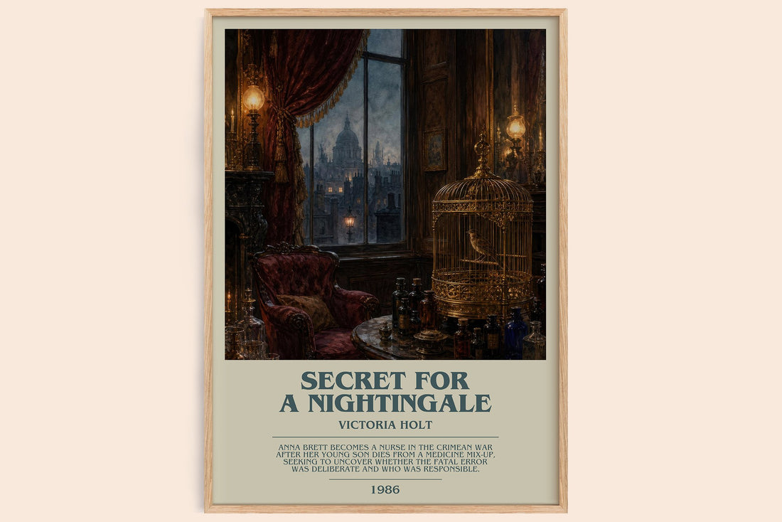 Secret for a Nightingale bookish book poster by Victoria Holt – framed literary art print