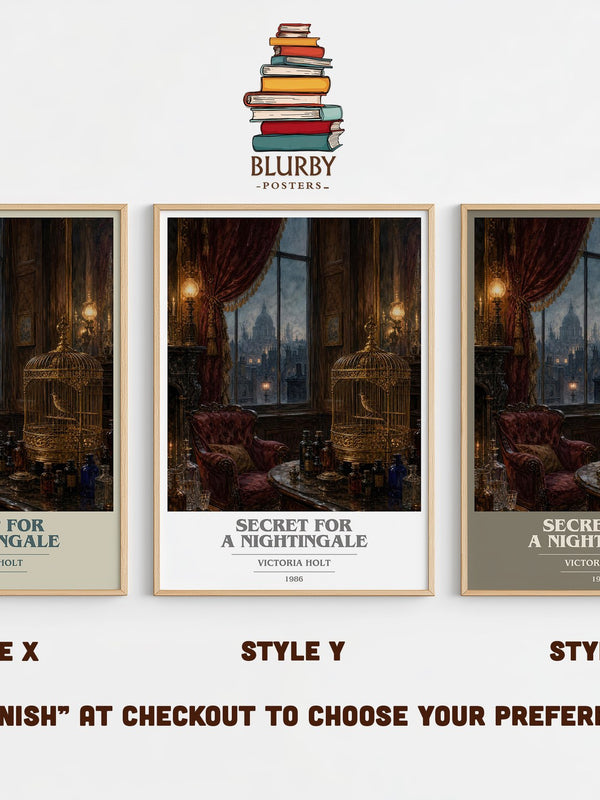 Secret for a Nightingale book cover print in frame leaning in hallway – historical fiction wall art