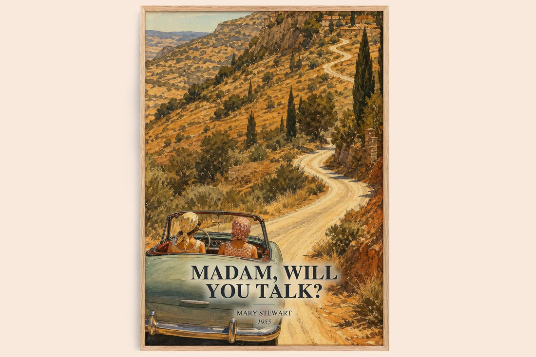 Madam, Will You Talk? watercolour book poster by Mary Stewart – framed literary art print
