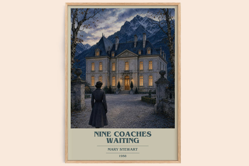 Nine Coaches Waiting book cover book poster by Mary Stewart – framed literary art print