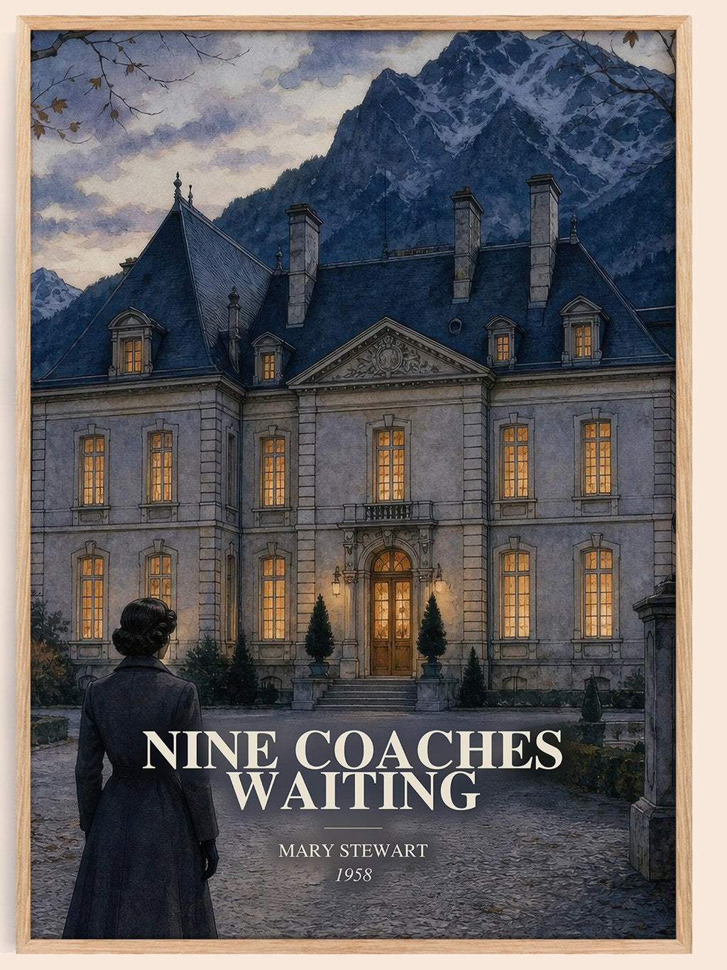 Nine Coaches Waiting watercolour book poster by Mary Stewart – framed literary art print
