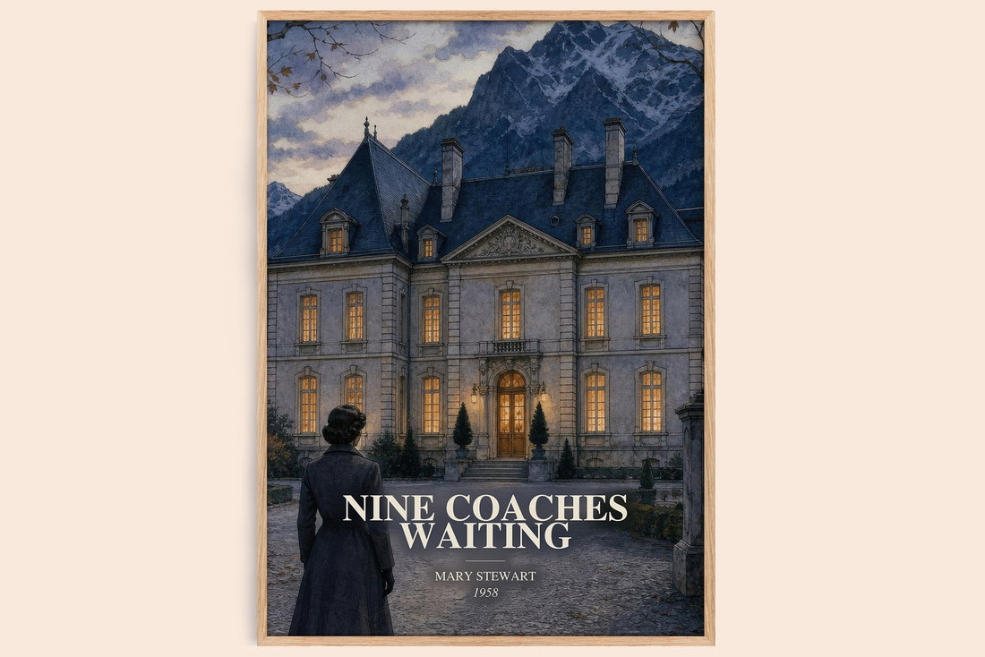 Nine Coaches Waiting watercolour book poster by Mary Stewart – framed literary art print