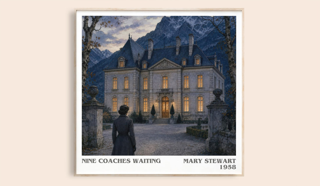 Nine Coaches Waiting literary book poster by Mary Stewart – framed literary art print