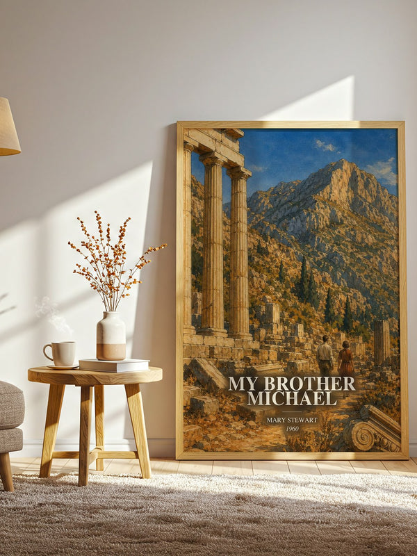 My Brother Michael watercolour print in frame leaning in hallway – mystery wall art