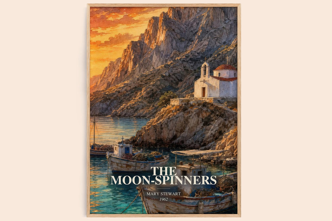 The Moon-Spinners watercolour book poster by Mary Stewart – framed literary art print