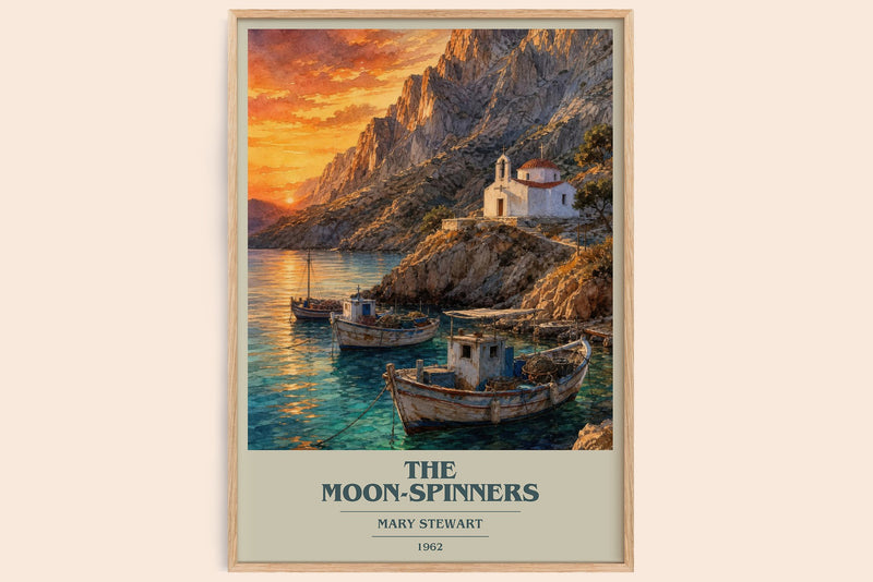 The Moon-Spinners book cover book poster by Mary Stewart – framed literary art print