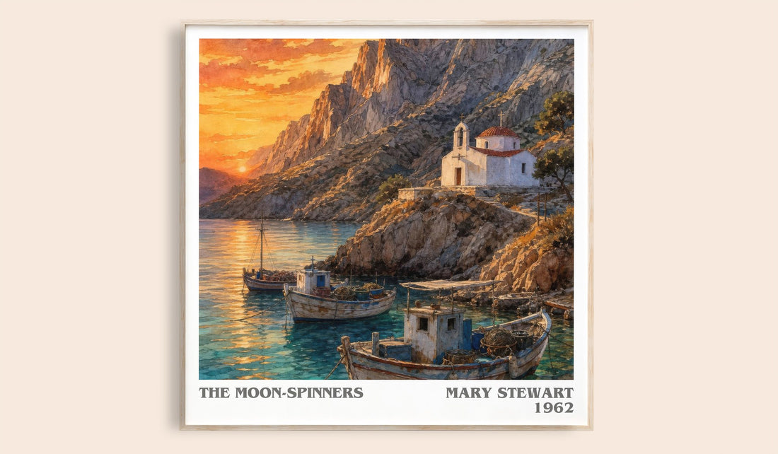 The Moon-Spinners literary book poster by Mary Stewart – framed literary art print