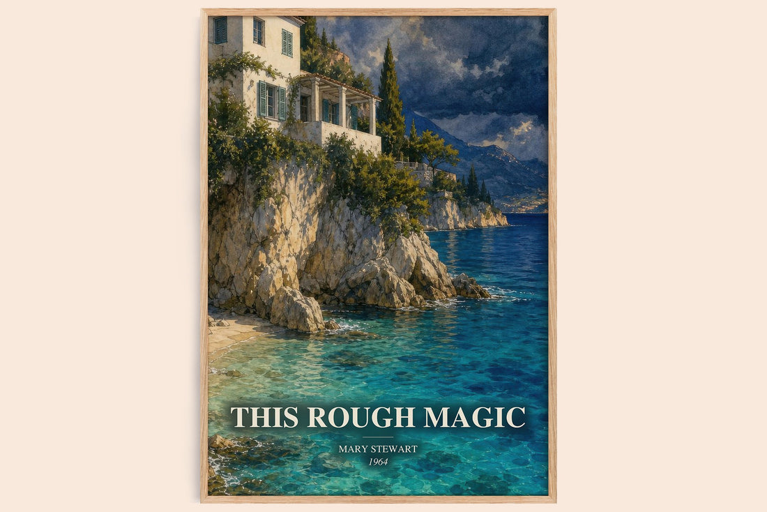 This Rough Magic watercolour book poster by Mary Stewart – framed literary art print