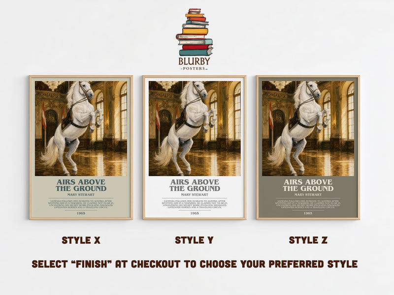 Airs Above the Ground bookish print in frame leaning in hallway – thriller wall art