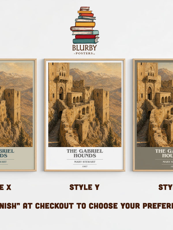 The Gabriel Hounds book cover print in frame leaning in hallway – mystery wall art