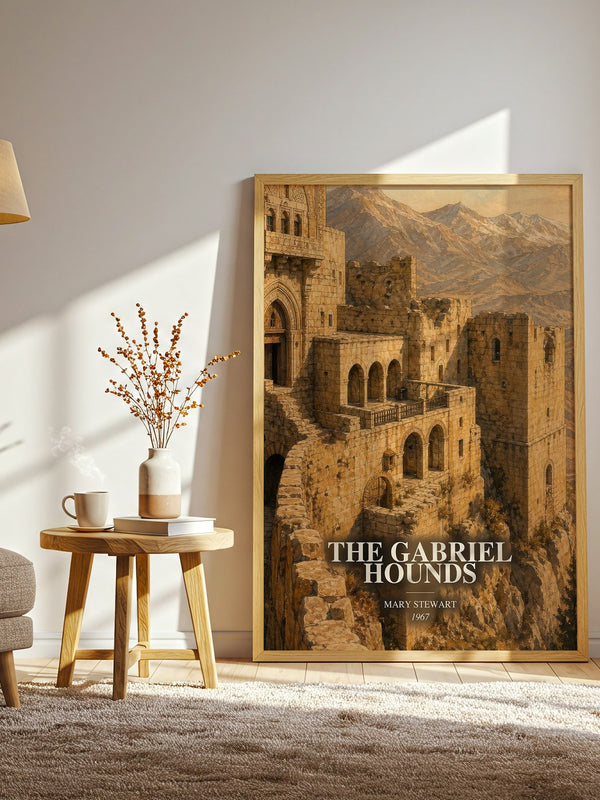 The Gabriel Hounds watercolour print in frame leaning in hallway – mystery wall art