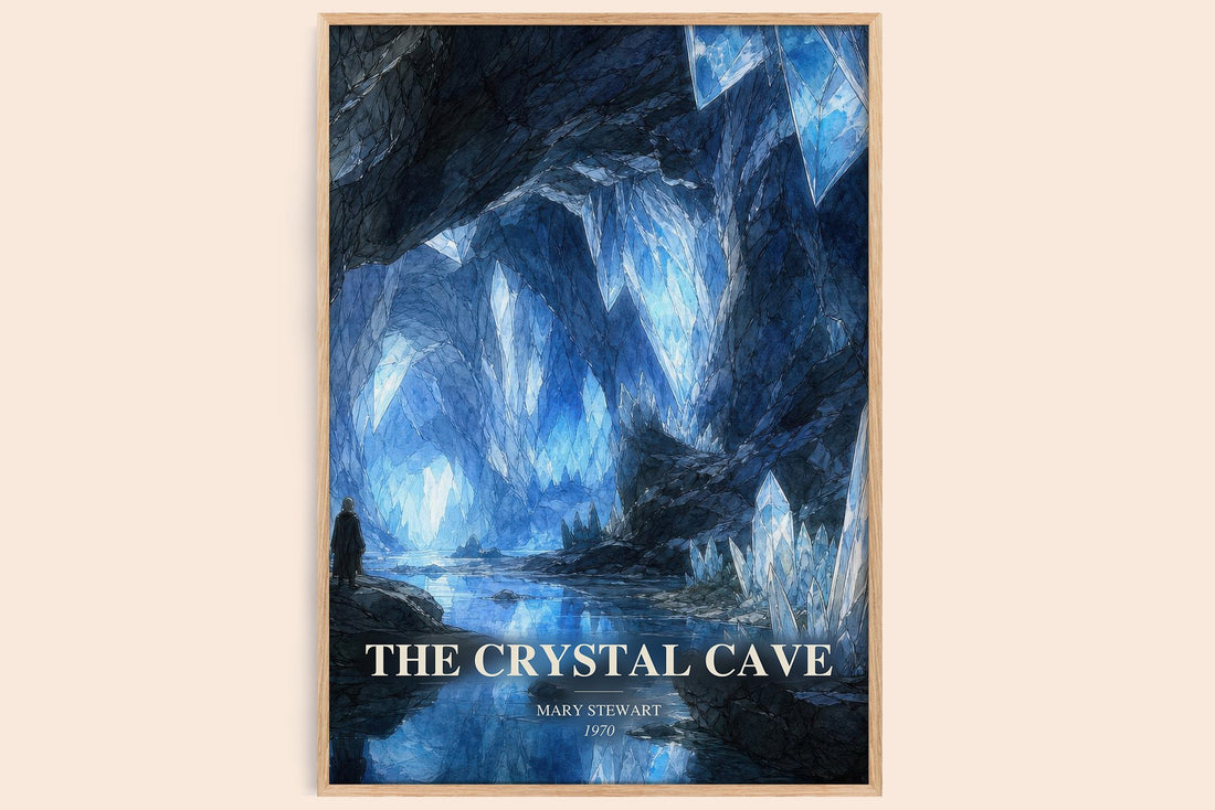 The Crystal Cave watercolour book poster by Mary Stewart – framed literary art print