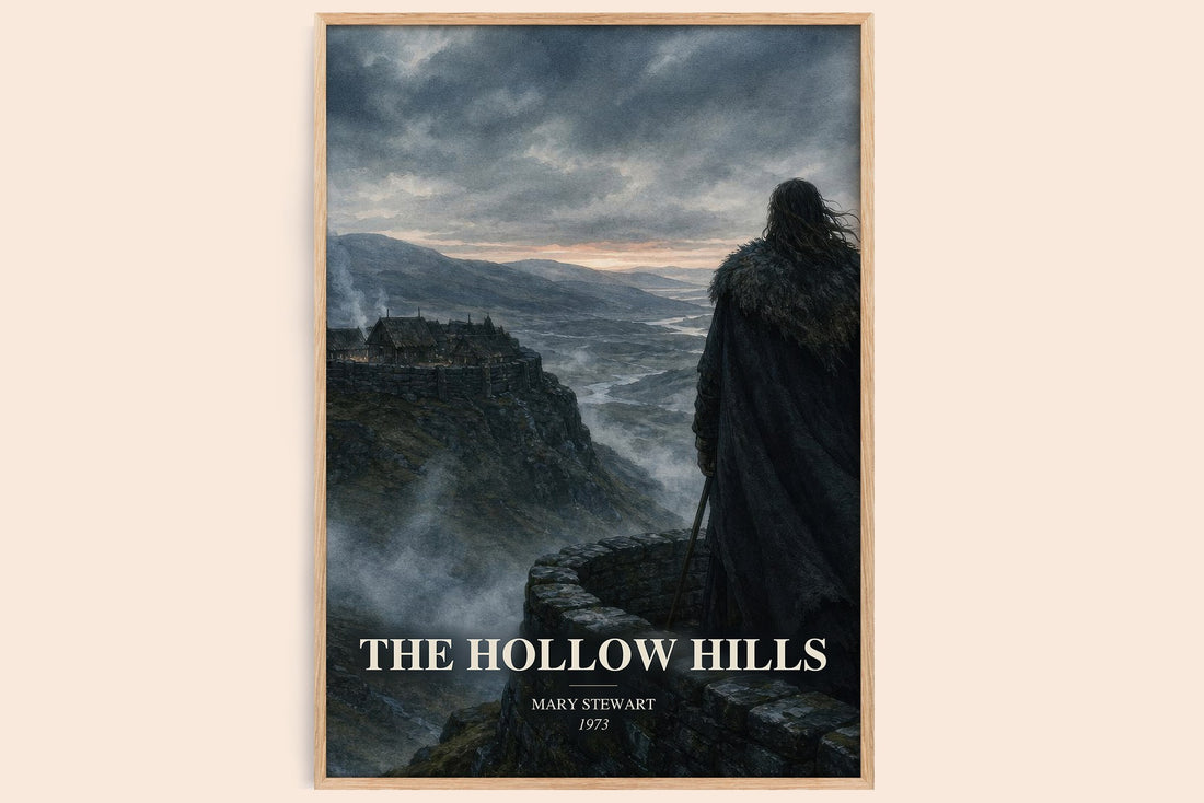 The Hollow Hills watercolour book poster by Mary Stewart – framed literary art print