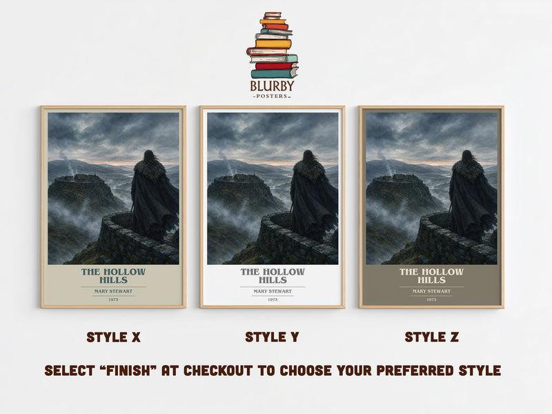 The Hollow Hills book cover print in frame leaning in hallway – fantasy wall art