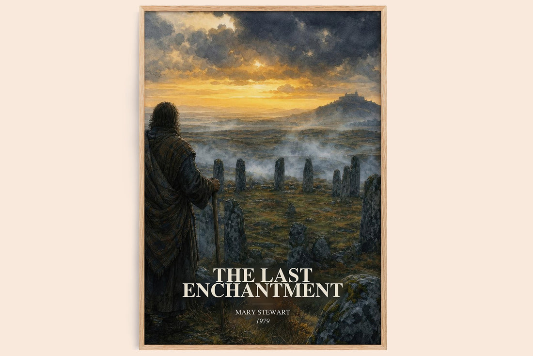 The Last Enchantment watercolour book poster by Mary Stewart – framed literary art print