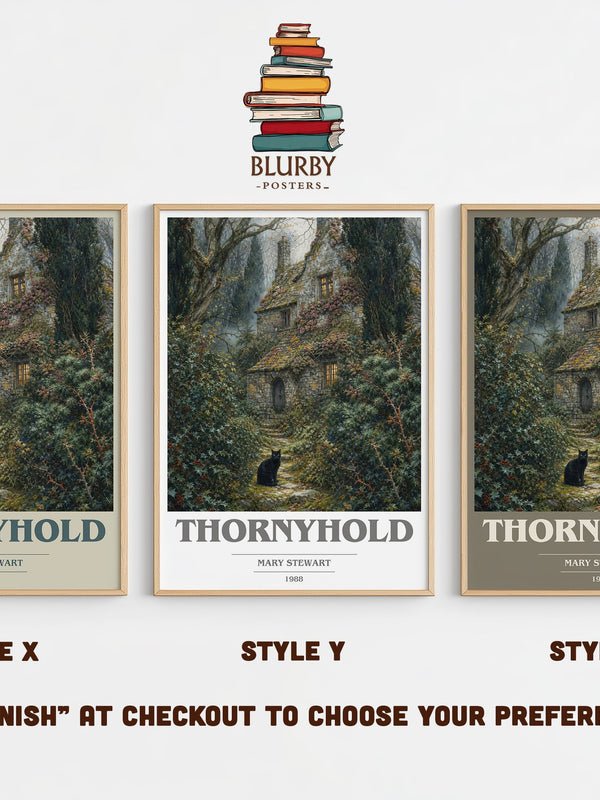 Thornyhold book cover print in frame leaning in hallway – fantasy wall art