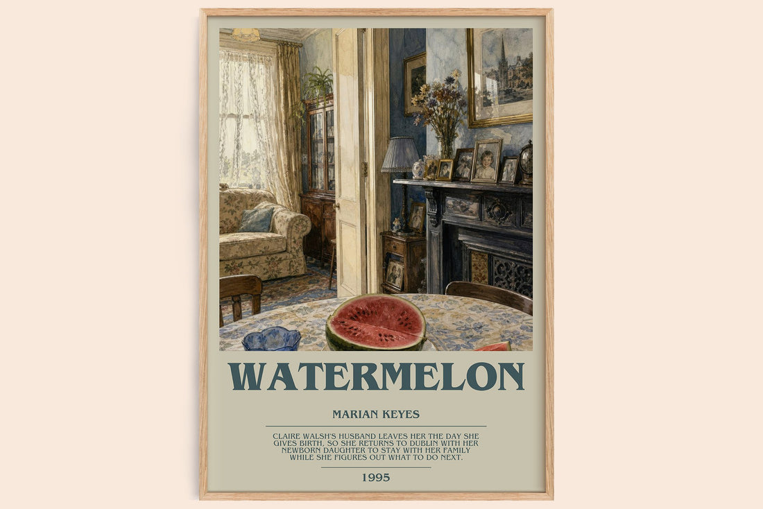 Watermelon bookish book poster by Marian Keyes – framed literary art print