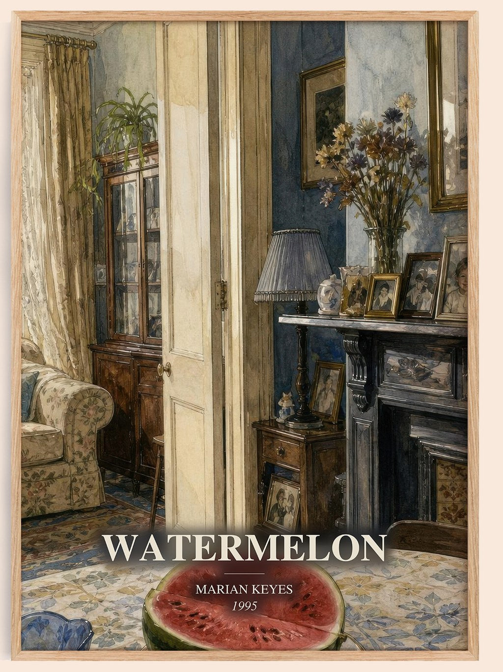 Watermelon watercolour book poster by Marian Keyes – framed literary art print