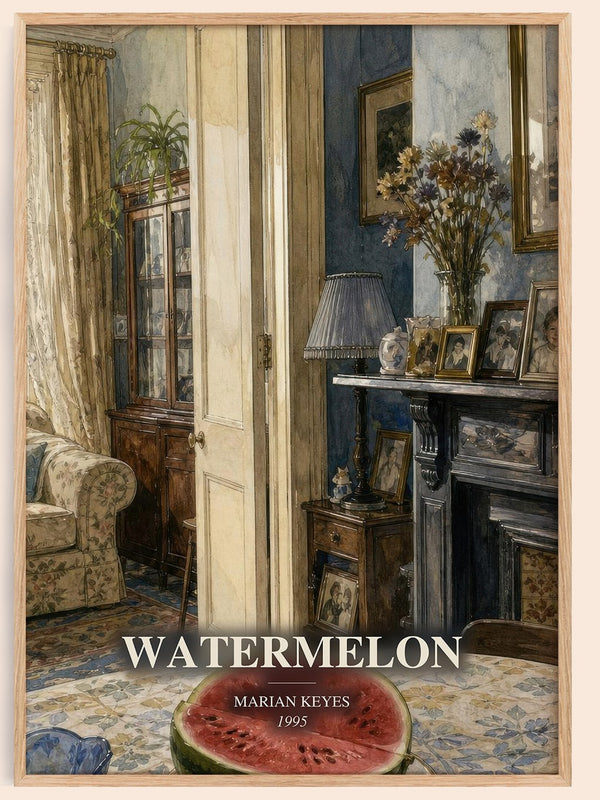 Watermelon watercolour book poster by Marian Keyes – framed literary art print