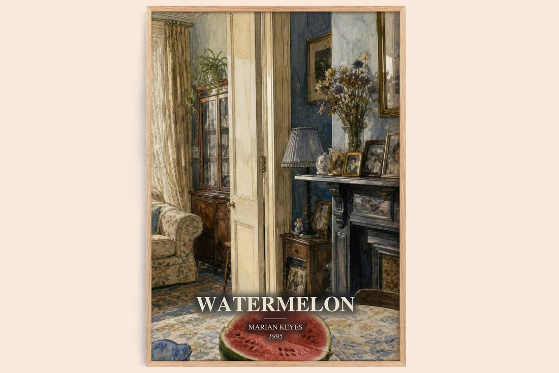 Watermelon watercolour book poster by Marian Keyes – framed literary art print