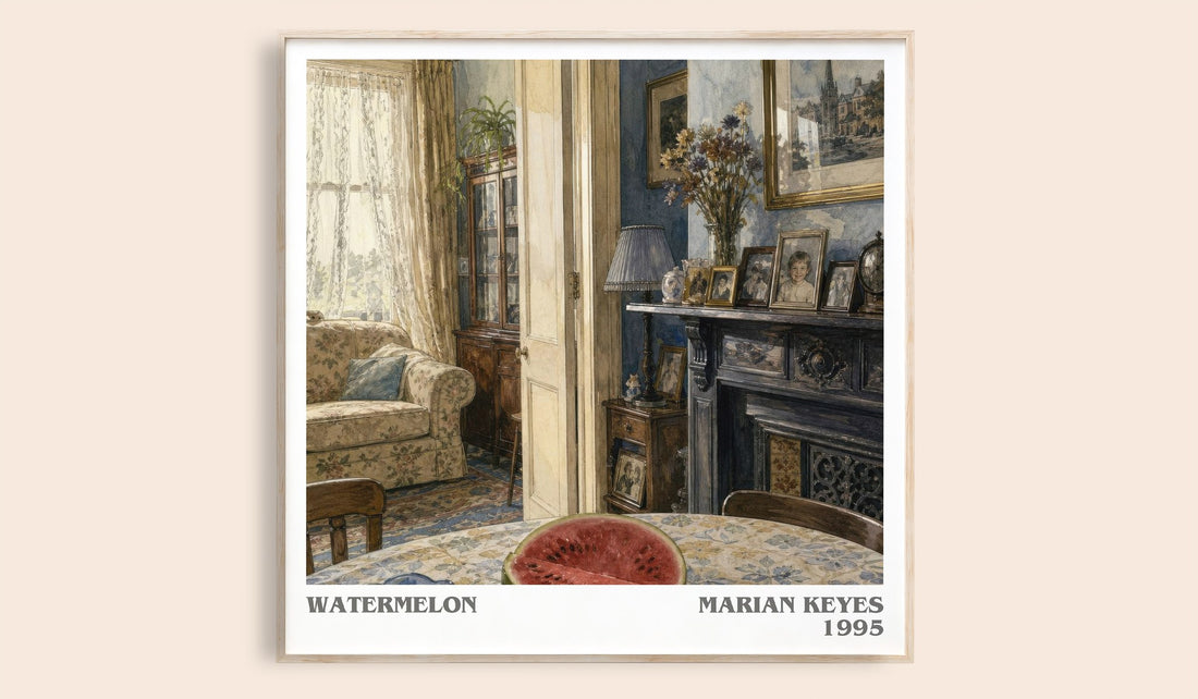 Watermelon literary book poster by Marian Keyes – framed literary art print