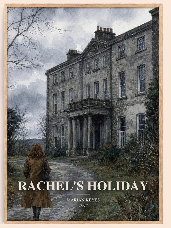 Rachel's Holiday watercolour book poster by Marian Keyes – framed literary art print