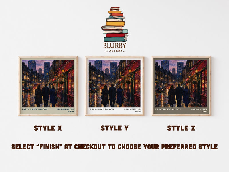 Last Chance Saloon literary print in frame leaning in hallway – contemporary fiction wall art