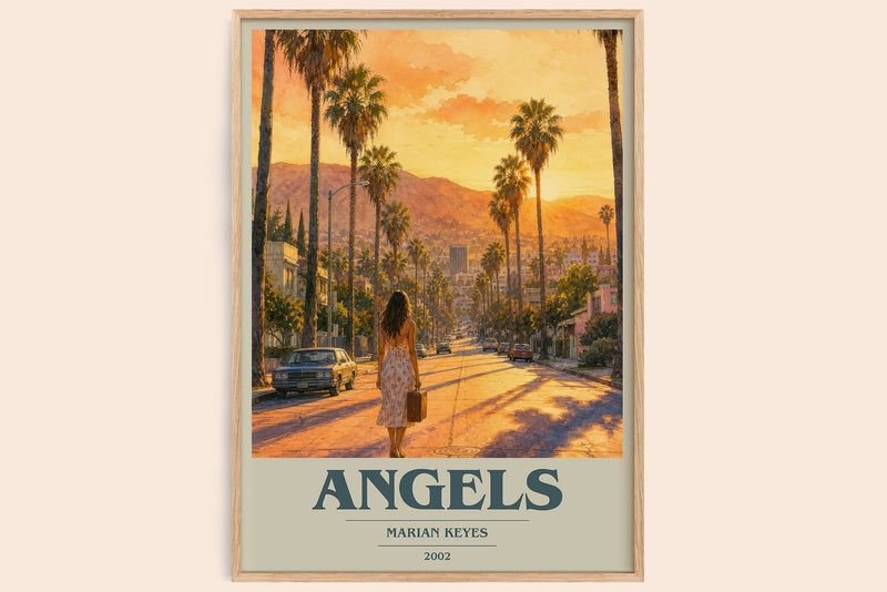 Angels book cover book poster by Marian Keyes – framed literary art print