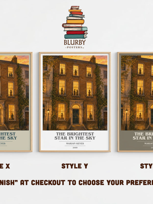 The Brightest Star in the Sky book cover print in frame leaning in hallway – contemporary fiction wall art