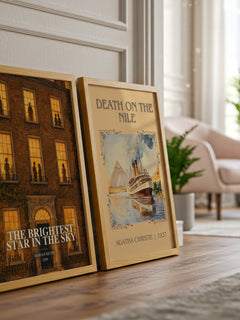 The Brightest Star in the Sky watercolour print framed by window – literary home decor