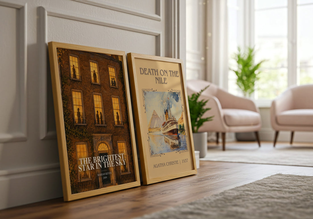 The Brightest Star in the Sky watercolour print framed by window – literary home decor